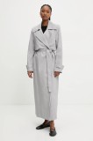 Answear Lab trenci din denim femei, culoarea gri, de tranzitie, desfacut