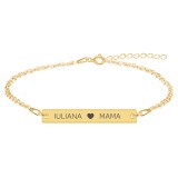 Olivia - Bratara personalizata din argint placat cu aur galben 24K tablita