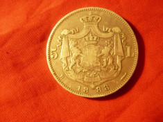 Moneda 5 lei 1883 Carol I , argint , cal. Buna-F.Buna foto