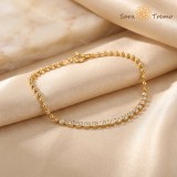 Cumpara ieftin Bratara Cristale Fine , Bratara dama placata cu 3 straturi de aur 18K Brazilia, cu stanta, 19 cm