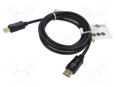 Cablu DisplayPort Goobay 2m negru, DisplayPort 2.1, ecranat, pentru 4K, 8K, 10K foto