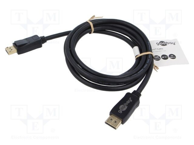 Cablu DisplayPort Goobay 2m negru, DisplayPort 2.1, ecranat, pentru 4K, 8K, 10K
