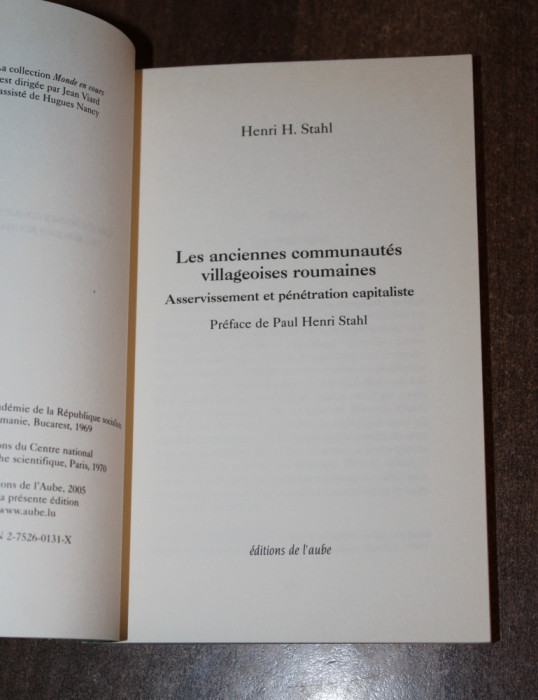 Henri H. Stahl - Les anciennes communautes villageoises roumaines editia a 2-a