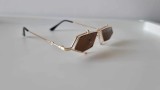 Ochelari Soare Steampunk Flip Up Aurii Lentile Negre Maro Unisex UV400 Husa Laveta