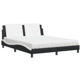 Cumpara ieftin Pat cu saltea, Zadar, negru si alb, 160x200 cm, piele ecologica