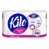 Hartie igienica Kilo Confort, 1 kg, 6 role, 3 straturi, 918 foi, Don Pedro
