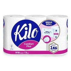 Hartie igienica Kilo Confort, 1 kg, 6 role, 3 straturi, 918 foi