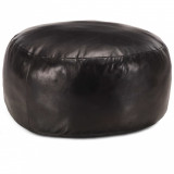 Fotoliu puf, negru, 60 x 30 cm, piele naturala de capra GartenMobel Dekor, vidaXL