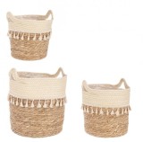 Set 3 cosuri iarba mare natur Bridget 24x25 cm, 30x31 cm, 32x35 cm