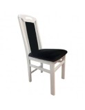 Scaun de living si bucatarie, SB Tim, din lemn masiv fag, tapiterie stofa, lacuit, 120 kg, 96x43x40 cm, Alb/Negru