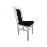 Scaun de living si bucatarie, SB Tim, din lemn masiv fag, tapiterie stofa, lacuit, 120 kg, 96x43x40 cm, Alb/Negru