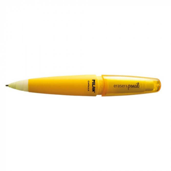 Creion Mecanic MILAN Fluo, Mina de 1.3 mm, Radiera Inclusa, Corp din Plastic Galben Fluorescent, Creioane Mecanice, Creion Mecanic cu Mina, Creioane M