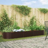 Cumpara ieftin Strat &icirc;nălțat de grădină Maro 320 x 80 x 44 cm Oțel