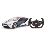 Masina cu telecomanda BMW I8 Rastar, 33 x 15.3 x 9.2 cm, 5 x AA, 10 km/h, tractiune 2 WD, roti cauciuc, Alb