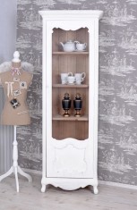 Vitrina Shabby Chic din lemn masiv alb antichizat HMA002