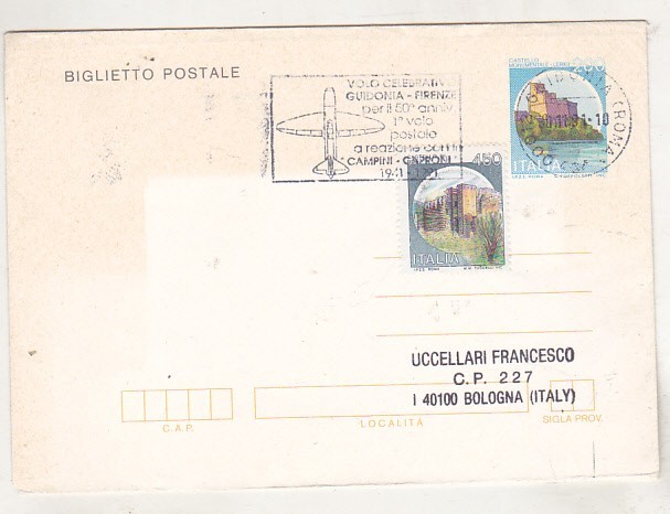 bnk fil Italia - plic stampila ocazionala - aerofilatelie - 1991