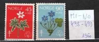 NORVEGIA 1960 &amp;ndash; FLORA. FLORI DE CAMP, SERIE NESTAMPILATA, B26 foto