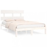 Cumpara ieftin Cadru de pat, alb, 200x200 cm, lemn masiv