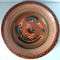 Farfurie ceramica mare decorativa, lut, anii 80, 32 cm diametru, cu pasare / cuc, Ungaria, Zsűrizte -A N&eacute;pi Iparműv&eacute;szeti Tan&aacute;cs, Made in Hungary