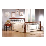 Cumpara ieftin Pat HM Veronica, cadru metalic, lemn masiv, cu tablie cap picioare, cu somiera, 160x200, negru cires