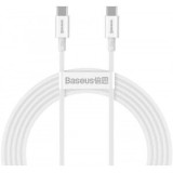 Cablu alimentare si date Baseus Superior, Fast Charging Data Cable pt. smartphone, USB Type-C la USB Type-C 100W, 2m, alb