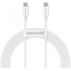 Cablu alimentare si date Baseus Superior, Fast Charging Data Cable pt. smartphone, USB Type-C la USB Type-C 100W, 2m, alb