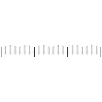 vidaXL Gard de grădină cu v&amp;acirc;rf suliță, negru, (0,75-1)x10,2 m, oțel foto