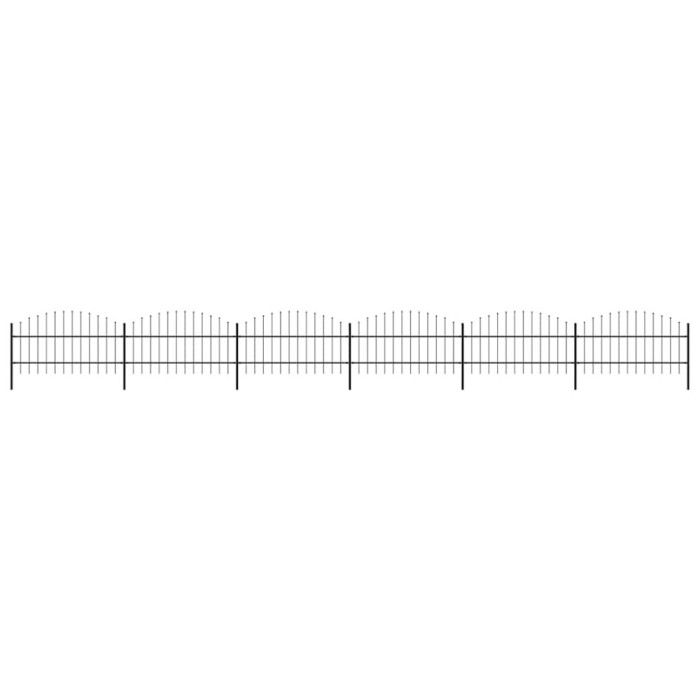 vidaXL Gard de grădină cu v&acirc;rf suliță, negru, (0,75-1)x10,2 m, oțel