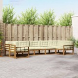 vidaXL Set de canapele de exterior cu pernă 7 pcs Natural și Crem 3368113