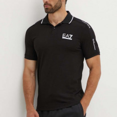 EA7 Emporio Armani tricou polo barbati, culoarea negru, cu imprimeu, 3DPF20.PJ03Z