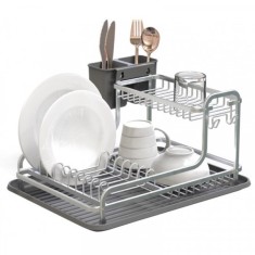 Suport Uscator Vase Aluminiu cu Tava 43x36x22cm Grunberg GR3231 foto