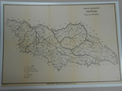 Harta Maramures, 1938, Romania Mare, 32x46 cm, scara 1:250.000, impecabila foto