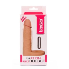 Ultra Soft Double 1 - Strap-on realist, cu vibrații, 14.7 cm