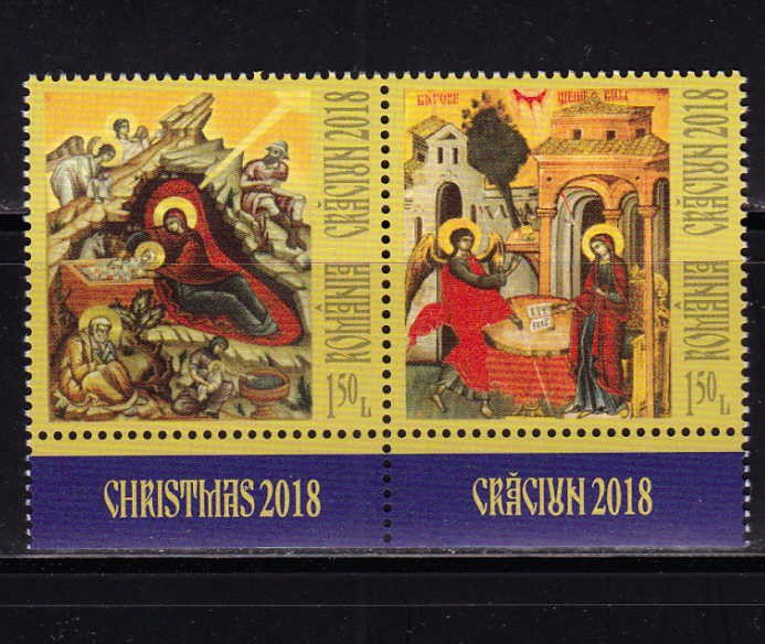 ✅RO 2018 ,LP 2219 , &quot;Craciun 2018 &quot; ,serie punte T I si tabs (sus sau jos!),MNH
