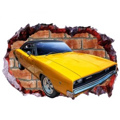 Sticker decorativ, Gura in perete 3D, Masina, 80 cm, 1008STK-1