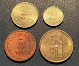 Lot monede Danemarca - 1, 2, 5 ore, 1 krone