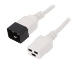 Cablu Alimentare 1,8m Alb 3x1,5mm2 IEC C19 Mamă la IEC C20 Tată 16A