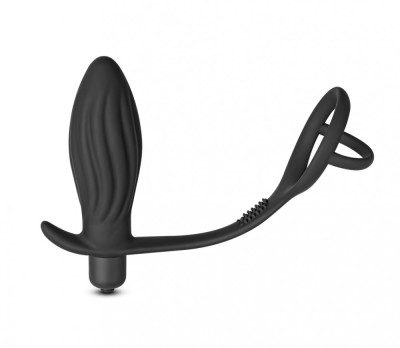 Vibrator Conic Plug with Ring Black foto