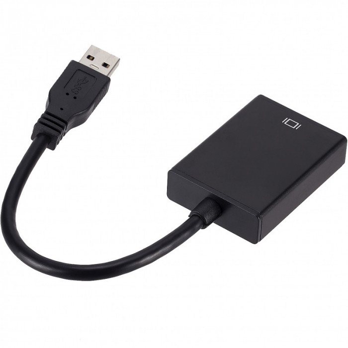 Adaptor Audio si Video USB la HDMI OEM, Pentru Laptop, Negru