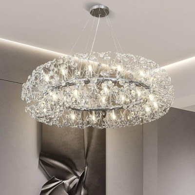Candelabru Cristal SEGOVIA Magno 5x E14, Diametru 60cm, Argintiu Lucios, Inaltime Reglabila ModernLight Concept foto