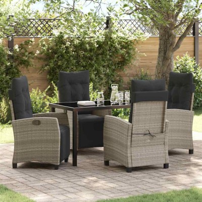 vidaXL Set de masă pentru grădină 5 pcs Gri deschis poliratan 3380458 foto
