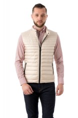 Vesta barbati slim crem cu puf V022