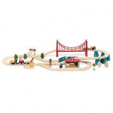 Trenulet electric de jucarie Xiaomi Mi Toy Train, 63 piese magnetice, material lemn, 3 ani+ foto