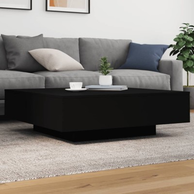 vidaXL Măsuță de cafea cu lumini LED, negru, 100x100x31 cm foto