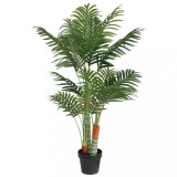 VidaXL Palmier artificial cu 3 trunchiuri, verde, 120 cm, PP