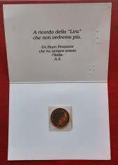 Moneda 1000 Lire placata cu aur 24 K - Italia, 1997- G 3989 foto