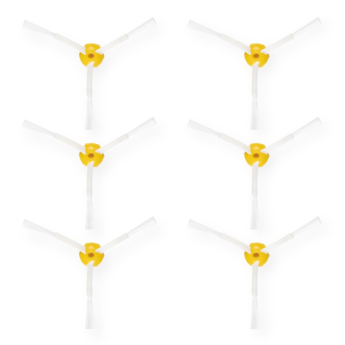 Set 6 Perii laterale pentru aspirator iRobot Roomba 700/Roomba 600/Roomba 500, Kwmobile, Alb/Galben, Plastic, 49136.02