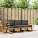 vidaXL Set de canapele de exterior cu pernă 3 pcs Natural și Antracit 3365925