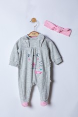 Salopeta pentru bebelusi cu bentita Sweets, Tongs baby (Culoare: Somon, Marime: 6-9 luni) foto