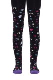 Ciorapi copii din bumbac flaușați cu model, Conte Kids Sof-Tiki 518, 116-122 (18), Nero